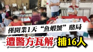 Photo of 僅開業1天“魚蝦蟹”賭局  遭警方瓦解捕16人