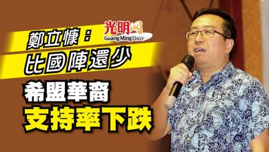 Photo of 鄭立慷：比國陣還少 希盟華裔支持率下跌