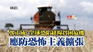 Photo of 鄭正成：全球恐陷缺糧貧困危機  應防恐怖主義擴張