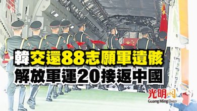 Photo of 韓交還88志願軍遺骸 解放軍運20接返中國