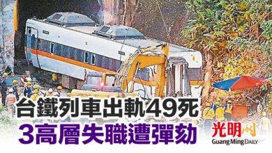 Photo of 台鐵列車出軌49死 3高層失職遭彈劾