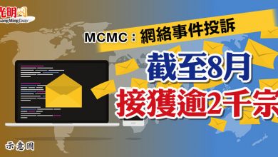 Photo of MCMC：網絡事件投訴  截至8月接獲逾2千宗