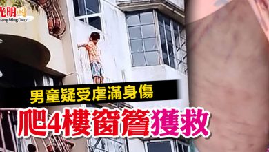 Photo of 男童疑受虐滿身傷 爬4樓窗簷獲救
