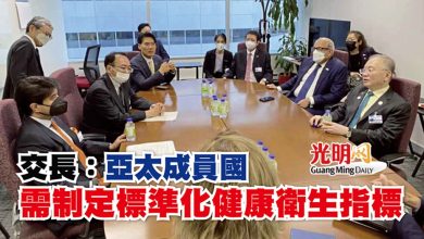 Photo of 交長： 亞太成員國需供統一流程 制定標準化健康衛生指標