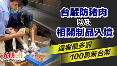 Photo of 台嚴防豬肉及相關制品入境 違者最多罰100萬新台幣