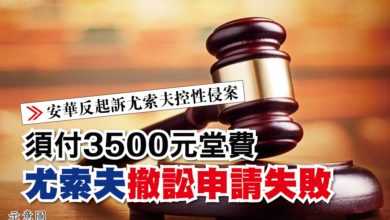 Photo of 【安華反起訴尤索夫控性侵案】須付3500元堂費 尤索夫撤訟申請失敗