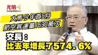 Photo of 首5月航空客運量1630萬次 交長：比去年增長了574.6%