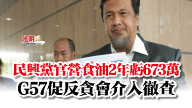 Photo of 民興黨官營食油2年虧673萬  G57促反貪會介入徹查