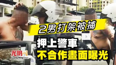 Photo of 2男打架被捕 押上警車不合作畫面曝光