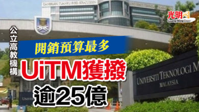 Photo of 公立高教機構開銷預算最多  UiTM獲撥逾25億