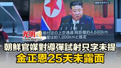 Photo of 朝鮮官媒對導彈試射只字未提 金正恩25天未露面