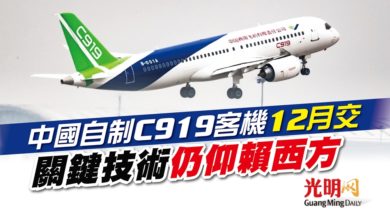 Photo of 中國自制C919客機12月交付 關鍵技術仍仰賴西方