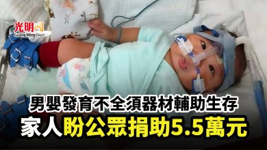 Photo of 男嬰發育不全須器材輔助生存 家人盼公眾捐助5.5萬元