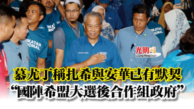 Photo of 慕尤丁稱扎希與安華已有默契 “國陣希盟大選後合作組政府”