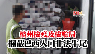 Photo of 檳州檢疫及檢驗局  攔截巴西入口非法牛尾