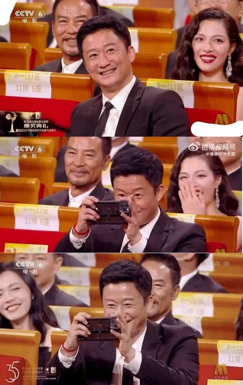 吳京在金雞獎上拿iPhone拍照遭網友瘋傳。