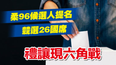 Photo of 柔96候選人提名競選26國席 禮讓現六角戰