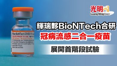 Photo of 輝瑞夥BioNTech合研冠病流感二合一疫苗 展開首階段試驗