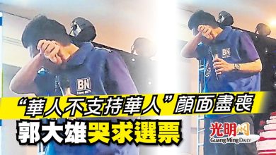 Photo of “華人不支持華人”顏面盡喪 郭大雄哭求選票