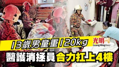 Photo of 13歲男童重120kg 醫護消拯員合力扛上4樓