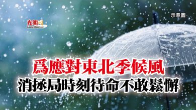 Photo of 為應對東北季候風 消拯局時刻待命不敢鬆懈