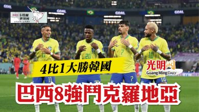 Photo of 【卡塔爾世界杯】 4比1大勝韓國 巴西8強鬥克羅地亞