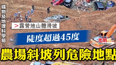 Photo of 礦物及地理科學局：陡度超過45度   農場斜坡列危險地點