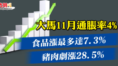 Photo of 大馬11月通脹率4% 食品漲最多達7.3% 豬肉劇漲28.5%