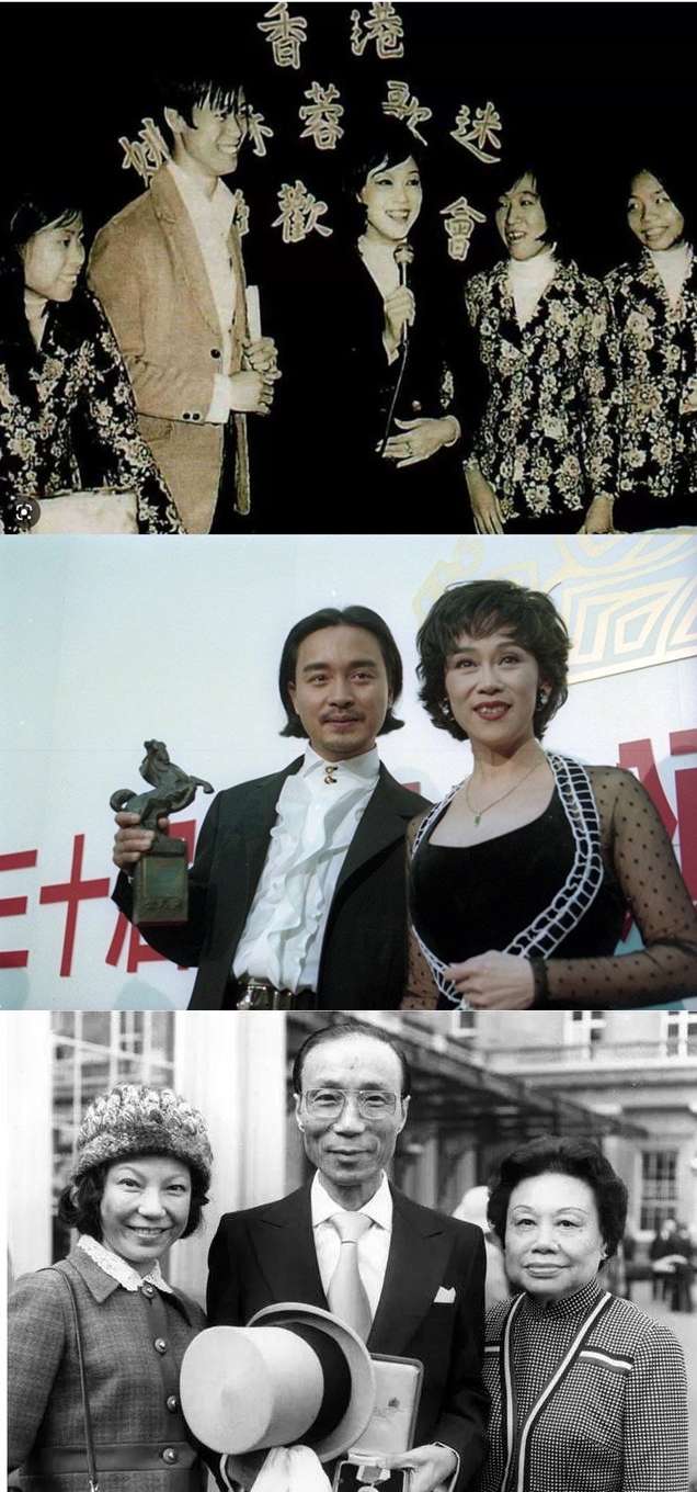 張國榮（左）勇奪金馬獎後，特別找心中偶像姚蘇蓉合影。