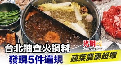 Photo of 台北抽查火鍋料發現5件違規　蔬菜農藥超標