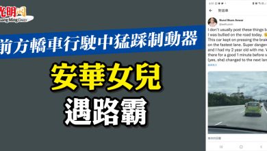 Photo of 前方轎車行駛中猛踩制動器 安華女兒遇路霸