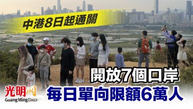Photo of 中港8日起通關 開放7個口岸 每日單向限額6萬人