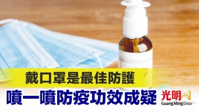 Photo of 戴口罩是最佳防護 噴一噴防疫功效成疑