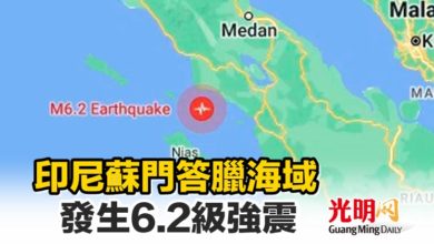 Photo of 印尼蘇門答臘海域發生6.2級強震