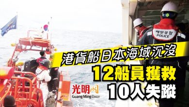 Photo of 港貨船日本海域沉沒 12船員獲救10人失蹤