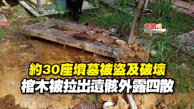 Photo of 約30座墳墓被盜及破壞  棺木被拉出遺骸外露四散