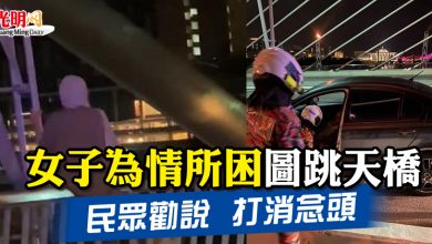Photo of 女子為情所困圖跳天橋   民眾勸說  打消念頭