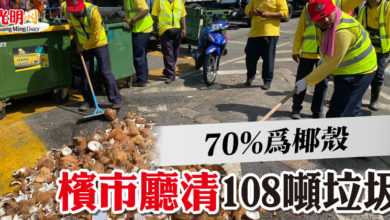 Photo of 70%為椰殼 檳市廳清108噸垃圾