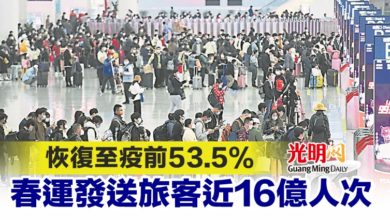 Photo of 恢復至疫前53.5% 春運發送旅客近16億人次