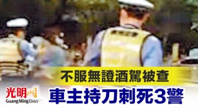 Photo of 不服無證酒駕被查 車主持刀刺死3警