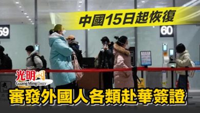Photo of 中國15日起恢復審發外國人各類赴華簽證