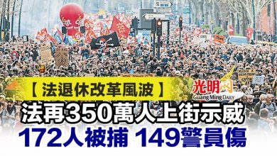 Photo of 【法退休改革風波】法再350萬人上街示威 172人被捕 149警員傷