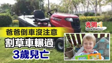 Photo of 爸爸倒車沒注意 割草車輾過3歲兒亡
