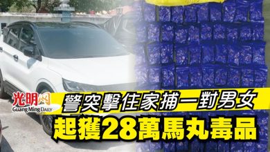 Photo of 警突擊住家捕一對男女 起獲28萬馬丸毒品