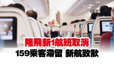 Photo of 隆飛新1航班取消  159乘客滯留 新航致歉