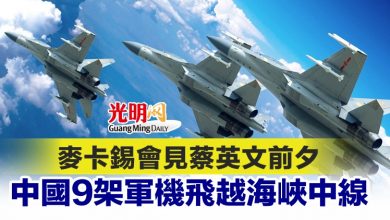 Photo of 麥卡錫會見蔡英文前夕 中國9架軍機飛越海峽中線