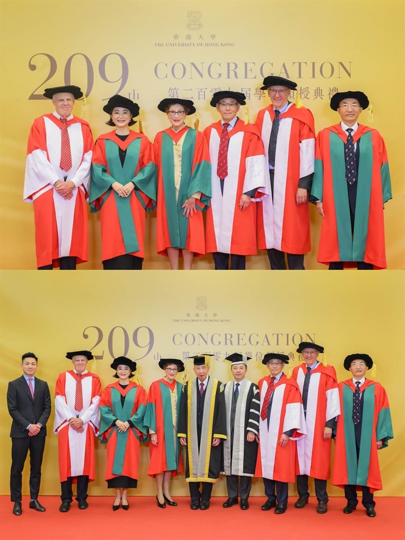 林青霞（左二）與其他獲得博士學位的佼佼者。