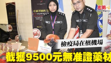 Photo of 檢疫局在檳機場 截獲9500元無准證藥材