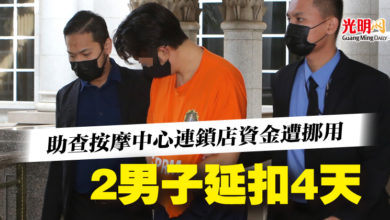 Photo of 助查按摩中心連鎖店資金遭挪用  2男子延扣4天
