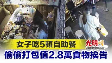 Photo of 女子吃5頓自助餐 偷偷打包值2.8萬食物挨告